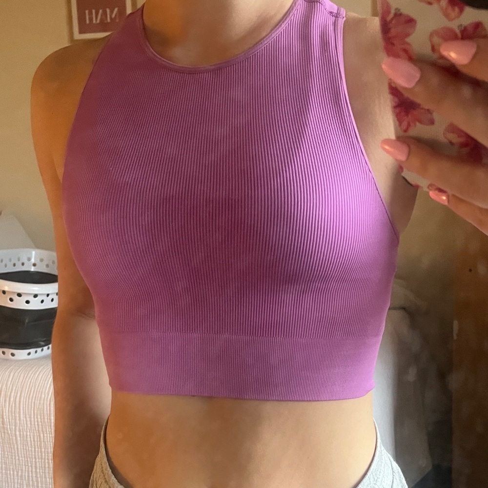 DSG Purple Sleeveless Fitted Crop Tank Top